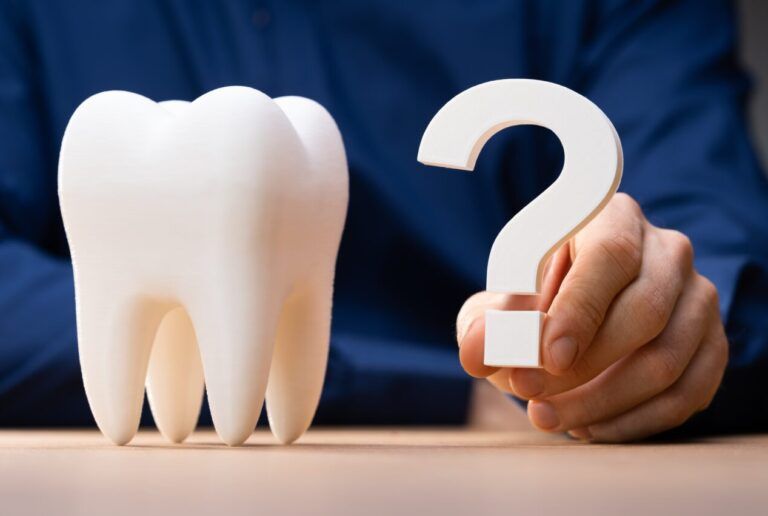 Man Dental Teeth Question Mark. Dentist FAQs